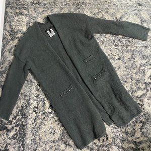 BCBG Max Azria Open Front Grey Cardigan w/ Studs